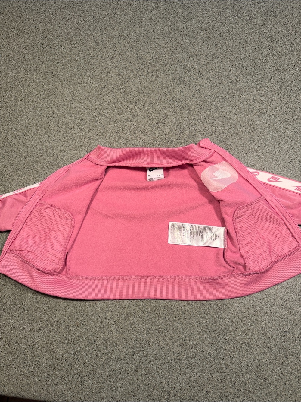 Nike Pink Girls' Zip Track Jacket with White Logo Tape - Picture 4 of 10